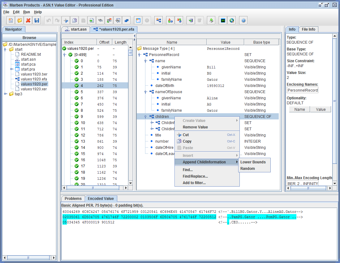 MARBEN ASN.1 Solutions: ASN.1 Value Editor / CDR Converter / ASNSDK TCE